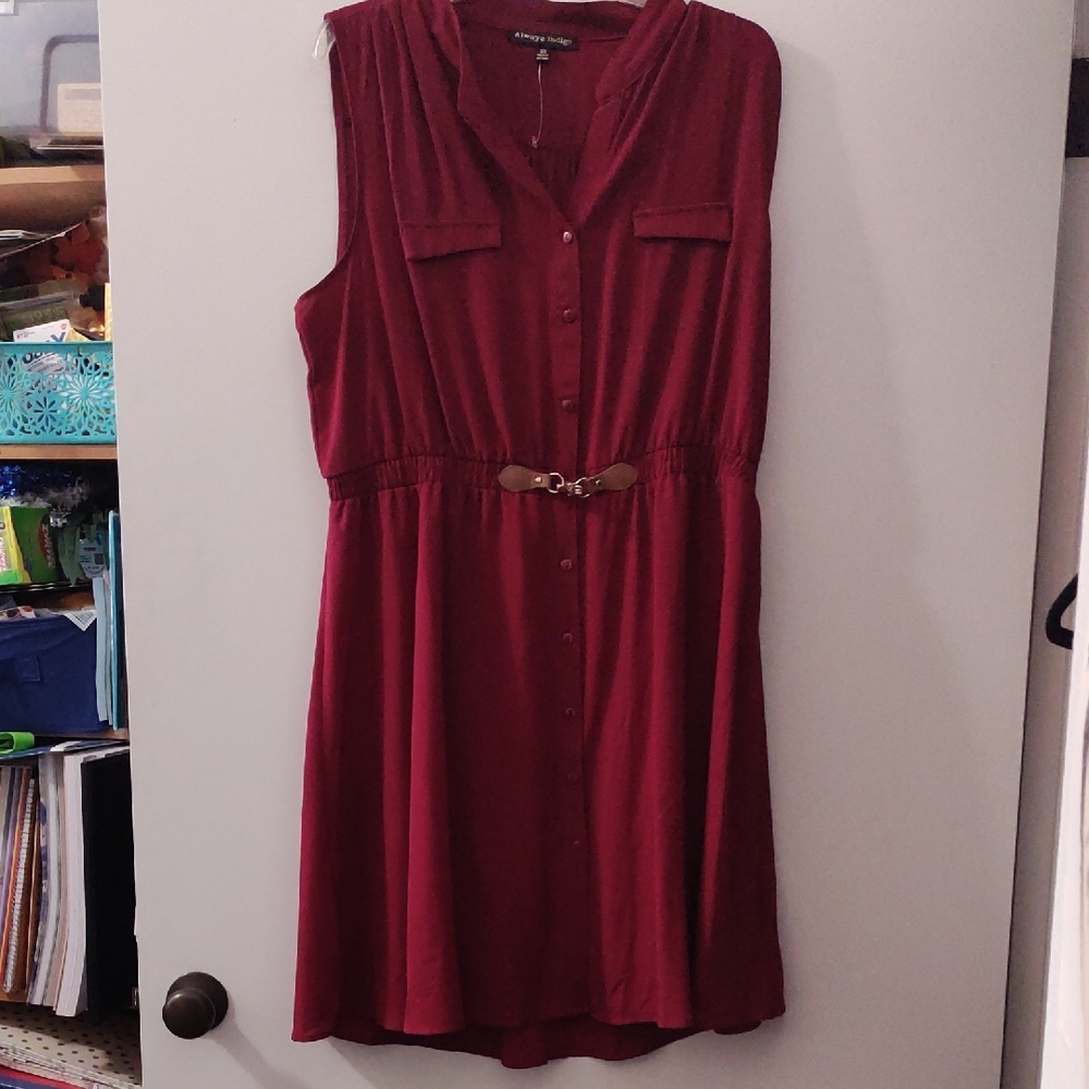Red Sleeveless Mini Dress with Collar for Work